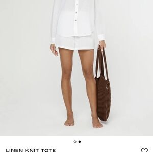 Onia knit linen tote bag NWT